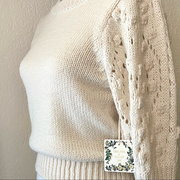 Girls Ivory Dot Sleeve Sweater - Picture 7 of 16